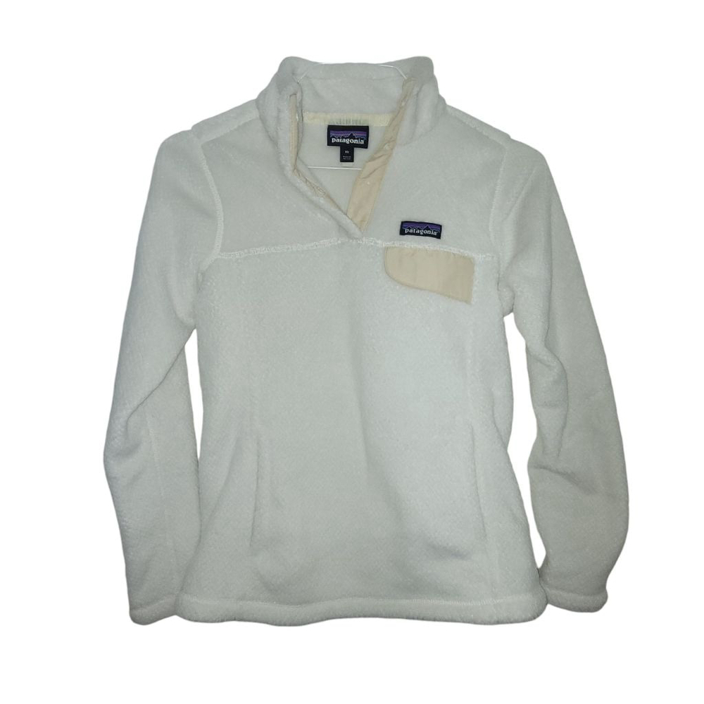 Women's Patagonia Off-White Fleece Snap-T Pullover Sweatshirt XS - Picture 2 of 7